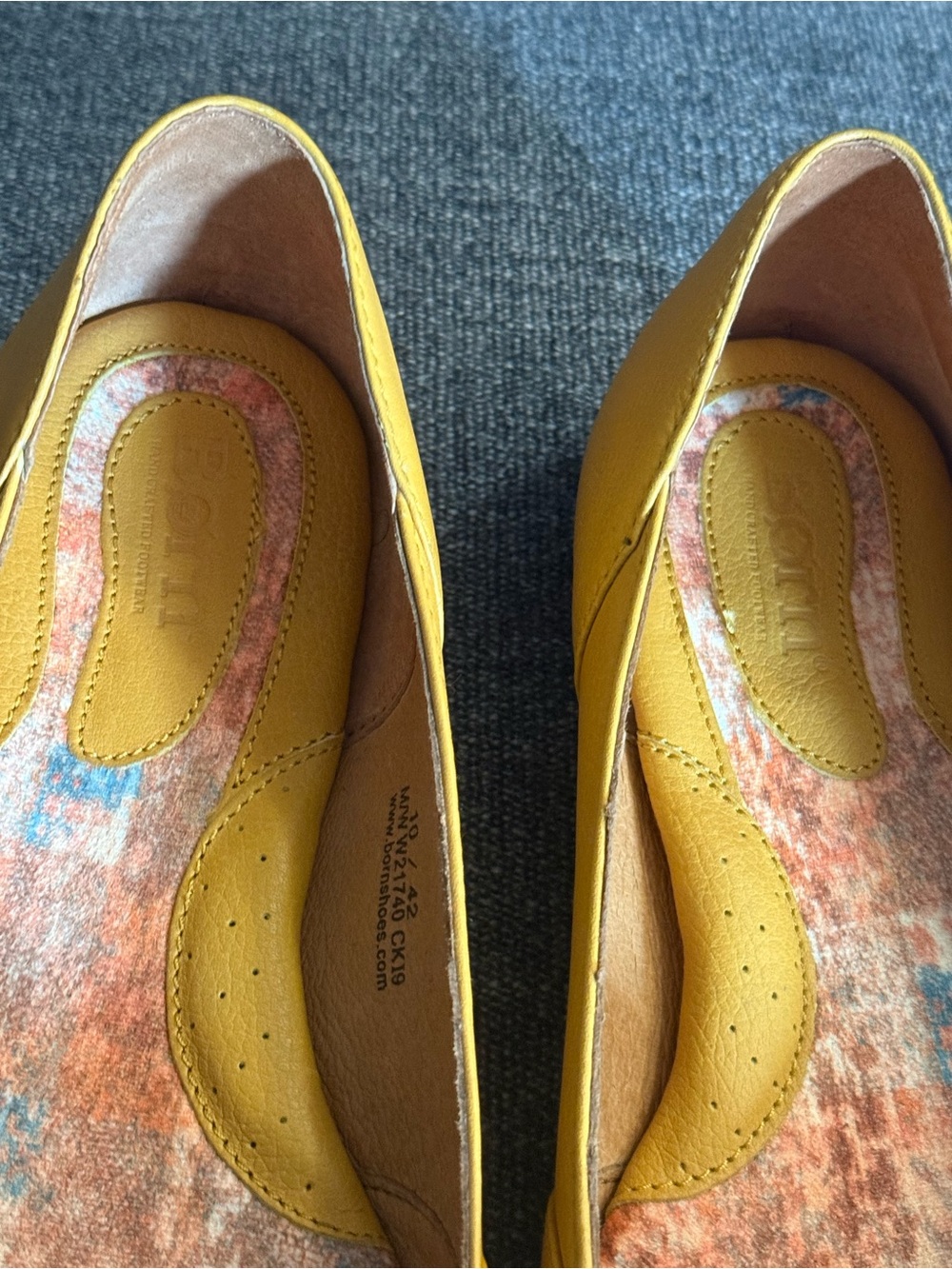 Born Women’s Mustard Yellow Floral Bow Ballet Flats - Picture 5 of 6